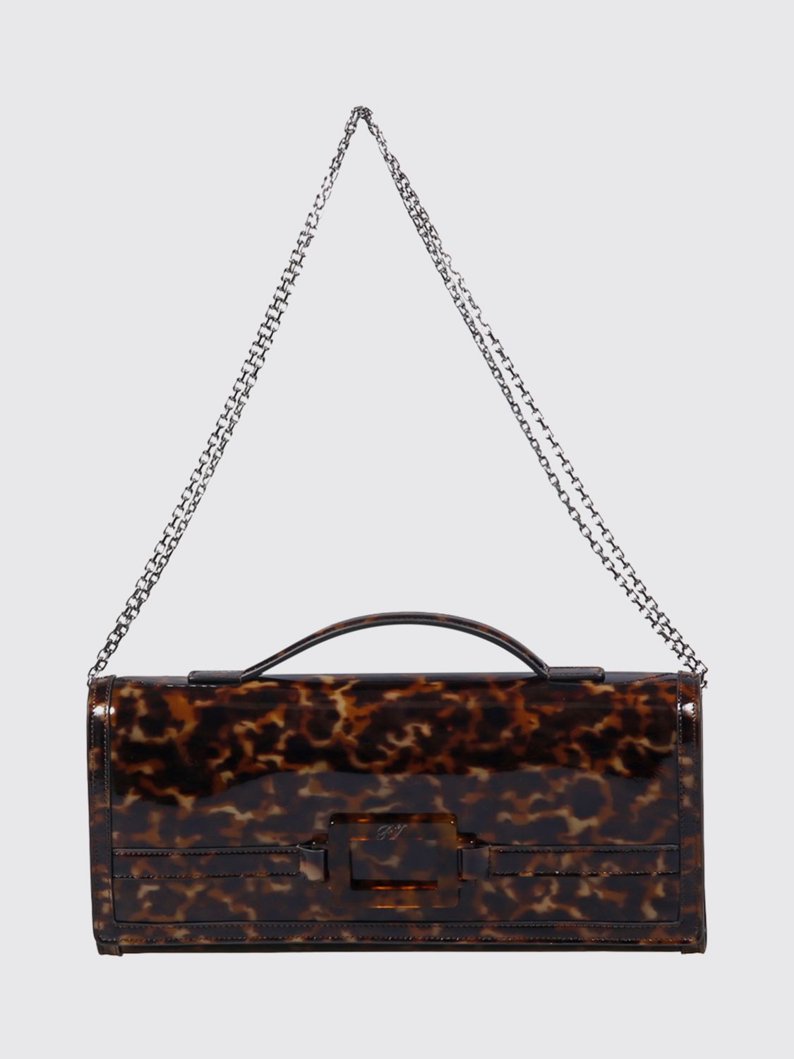 ROGER VIVIER Clutch in pelle d'agnello con stampa tartarugata e fibbia