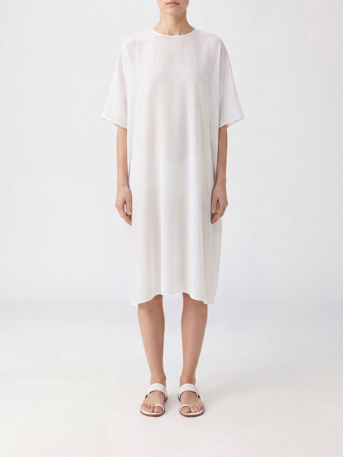 THE ROW Tunica midi in cotone con spalle cadute e scollo a girocollo