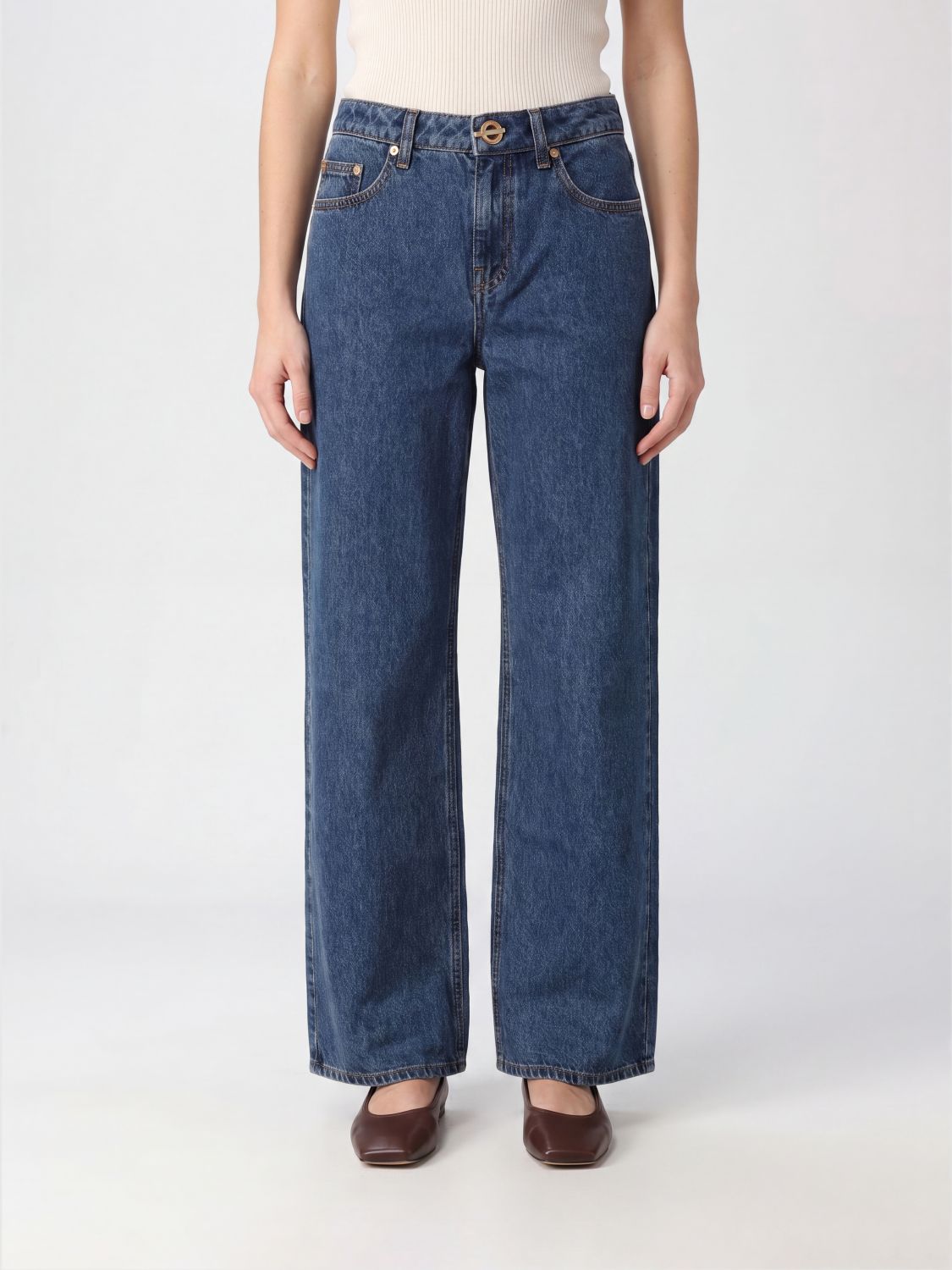 CULT GAIA Jeans straight in denim di cotone a vita media