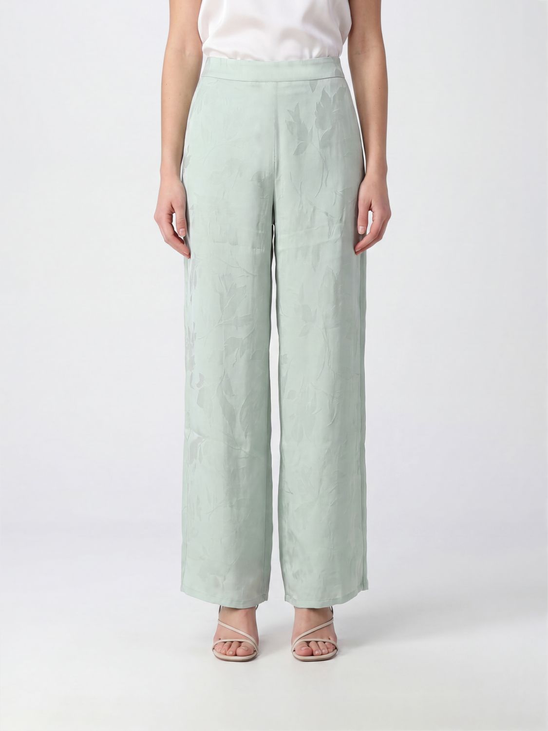 CALVIN KLEIN Floral Print High-Waisted Satin Palazzo Trousers