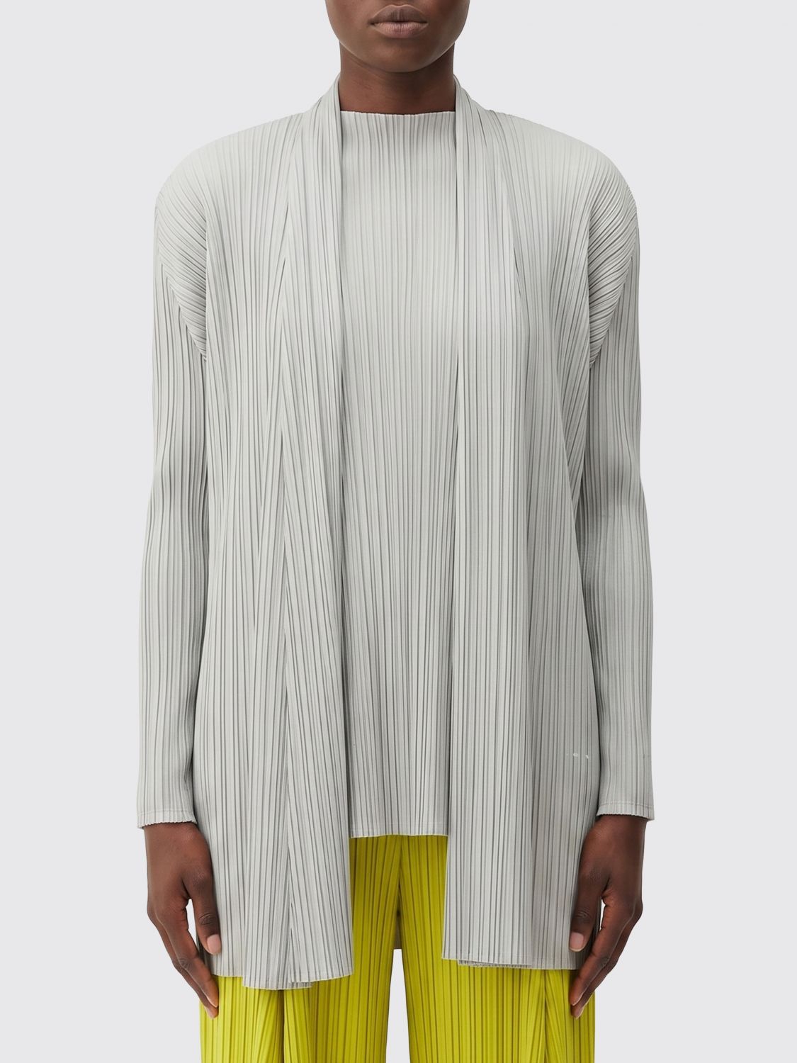 PLEATS PLEASE ISSEY MIYAKE Cardigan in crêpe plissettato con scollo a V e maniche lunghe
