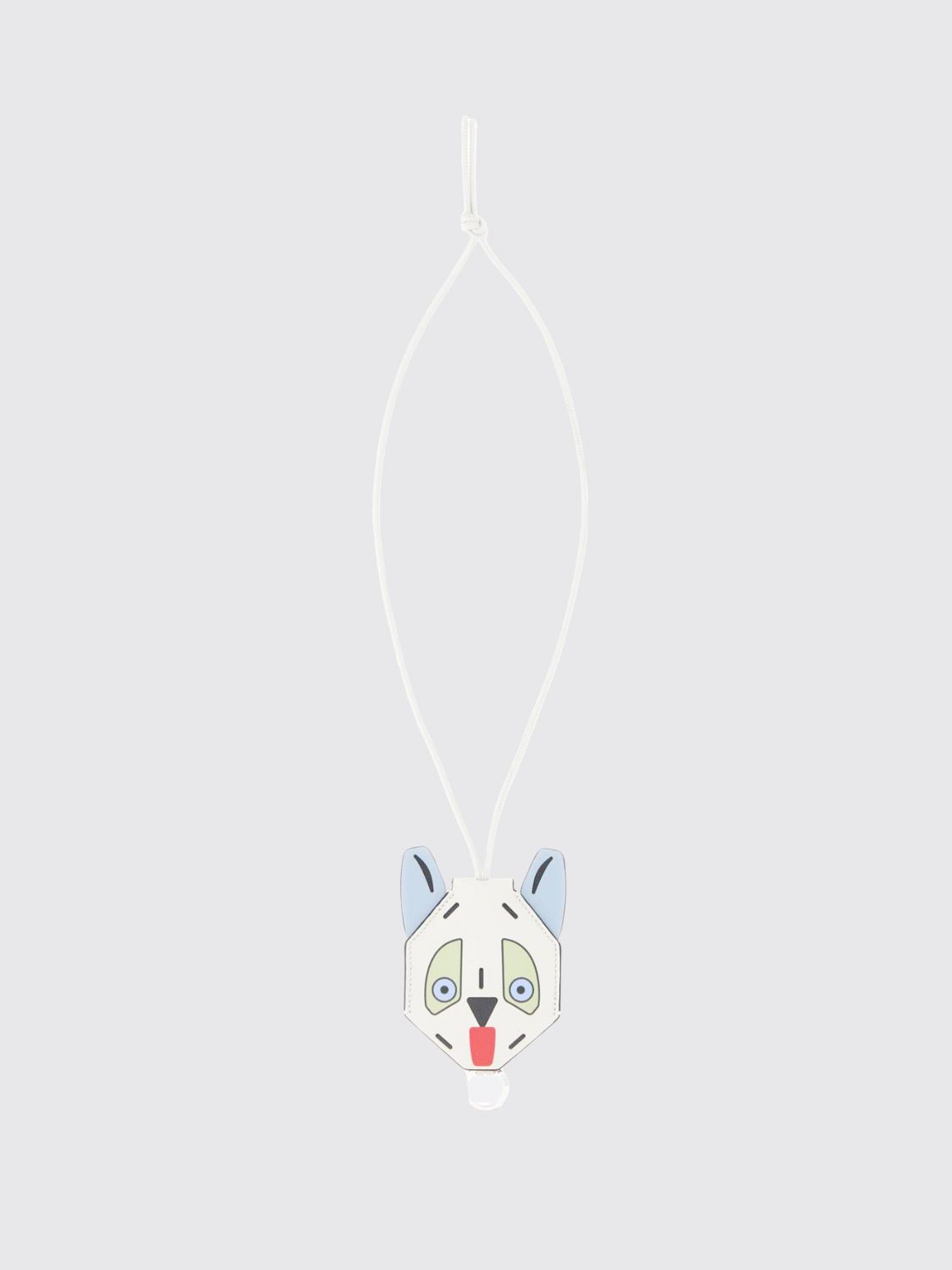 LOEWE Futurist Cat Calfskin Keychain with Engraved Logo and Metal Ring