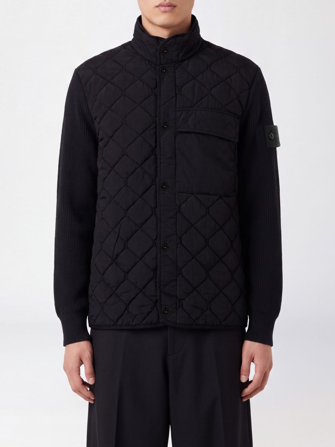 STONE ISLAND Gefütterte Ghost Jacke aus recyceltem Nylon mit hohem Kragen