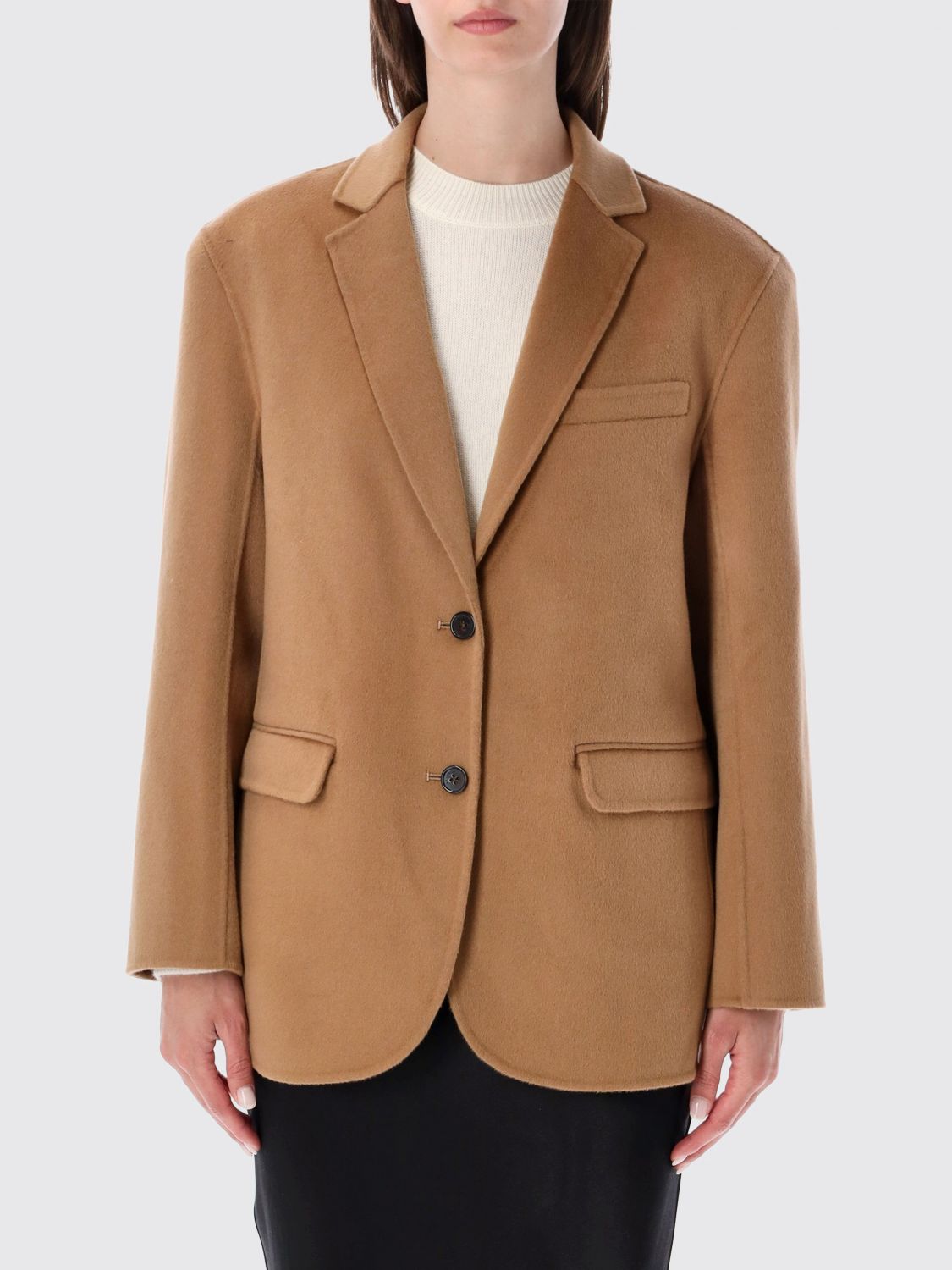 ANINE BING Blazer monopetto Quinn in misto lana e cashmere con revers