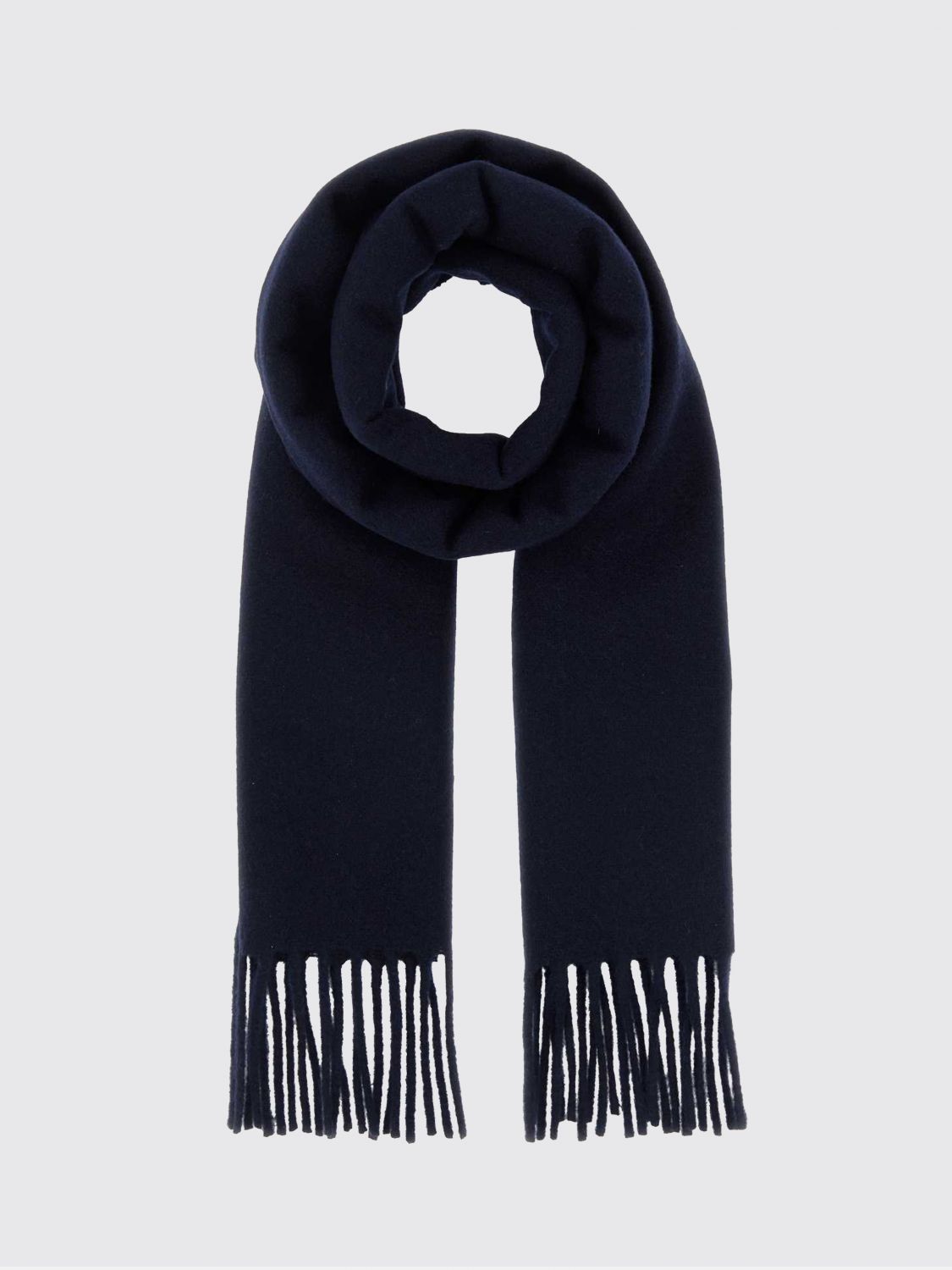 JIL SANDER Pure Virgin Wool Scarf with Fringed Edges and Logo
