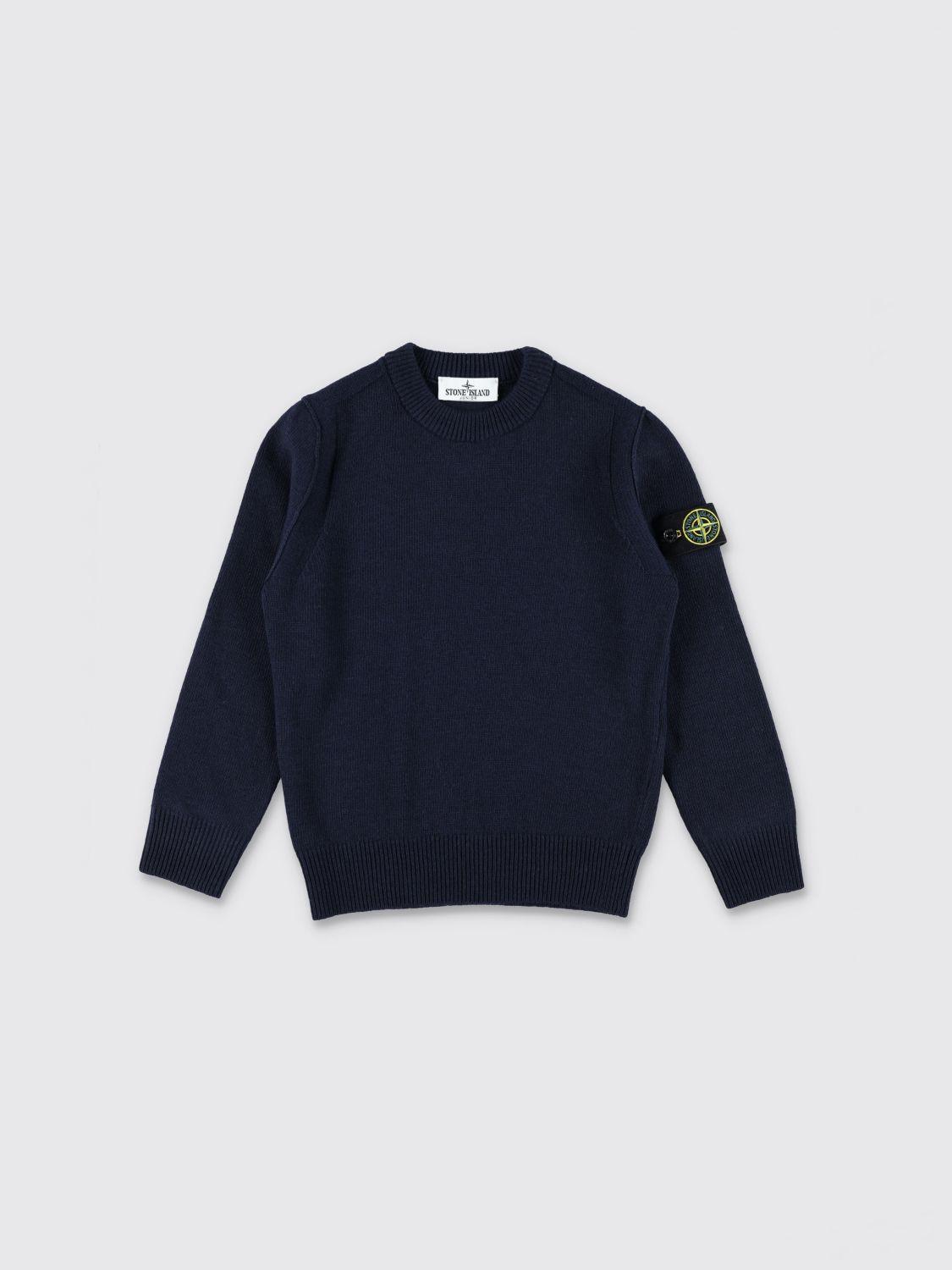STONE ISLAND JUNIOR Rundhalspullover für Jungen aus Wollmischung mit Compass-Logo