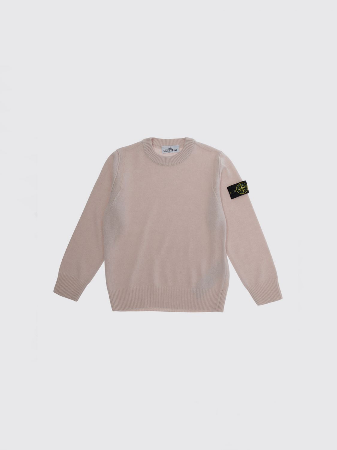 STONE ISLAND JUNIOR Maglia girocollo da bambino in misto lana con logo Compass