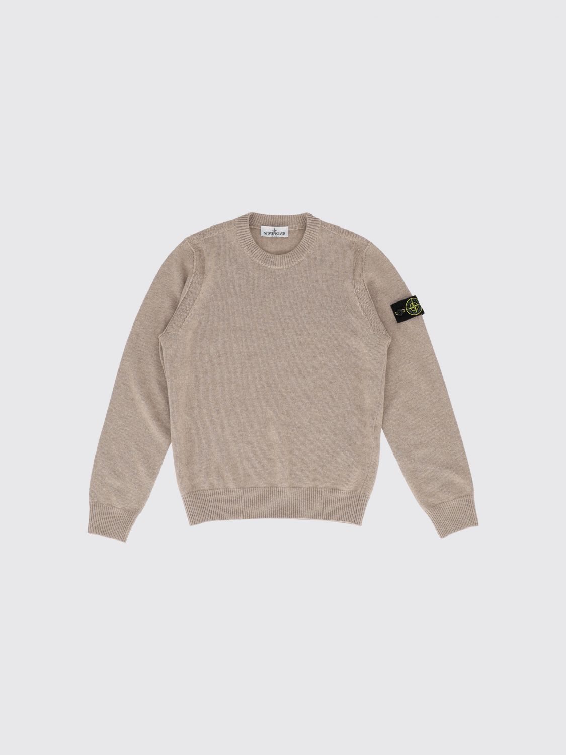 STONE ISLAND JUNIOR Maglia girocollo da bambino in misto lana con logo Compass
