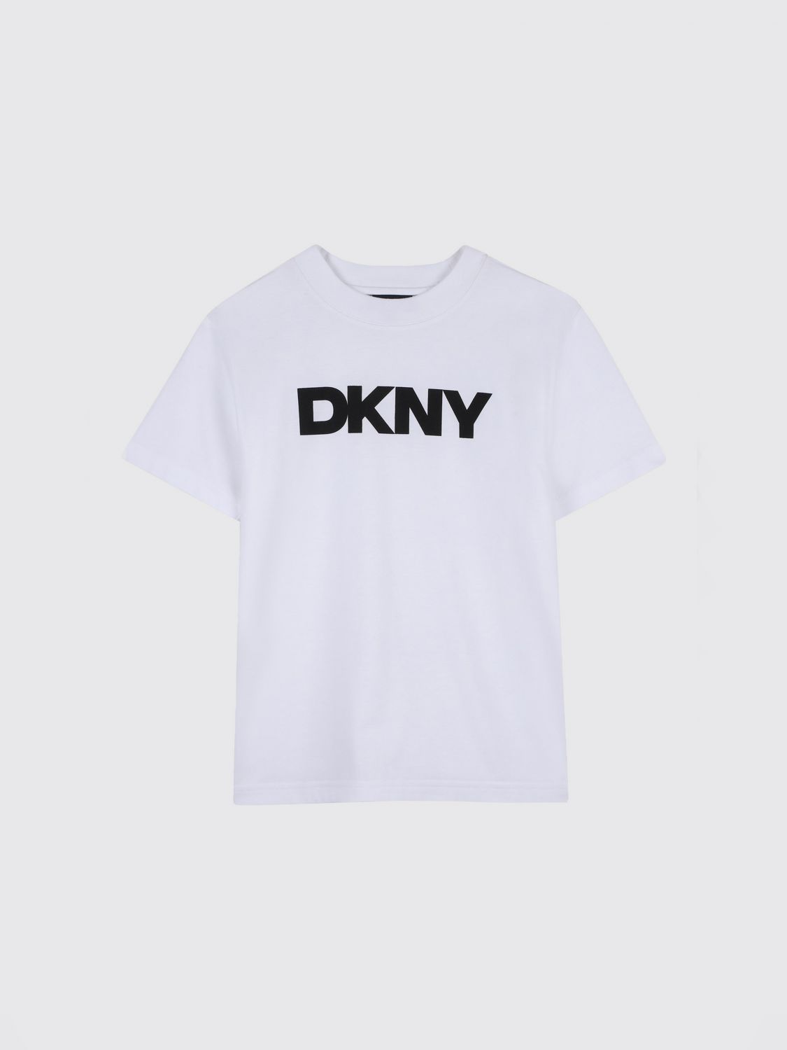 DKNY Boy's T-Shirt in Cotton and Elastane with a Contrast Logo Print