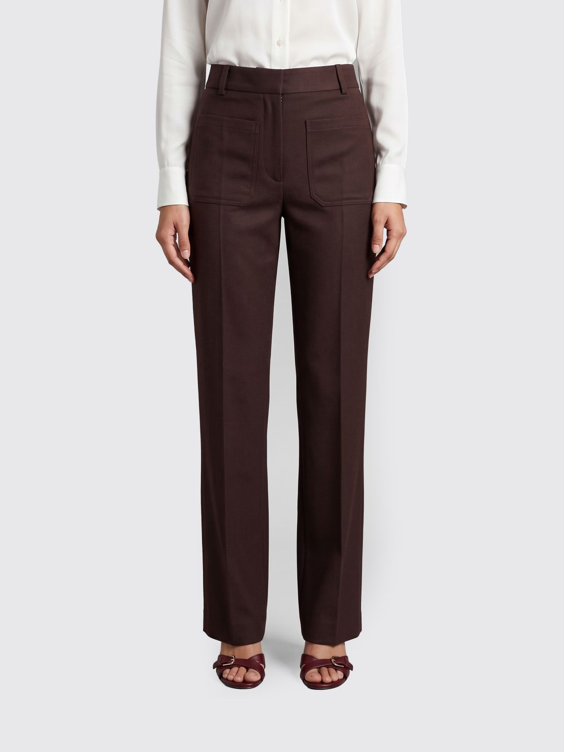 VICTORIA VICTORIA BECKHAM Hoch taillierte Alina Hose aus Wollmischung mit weitem Bein