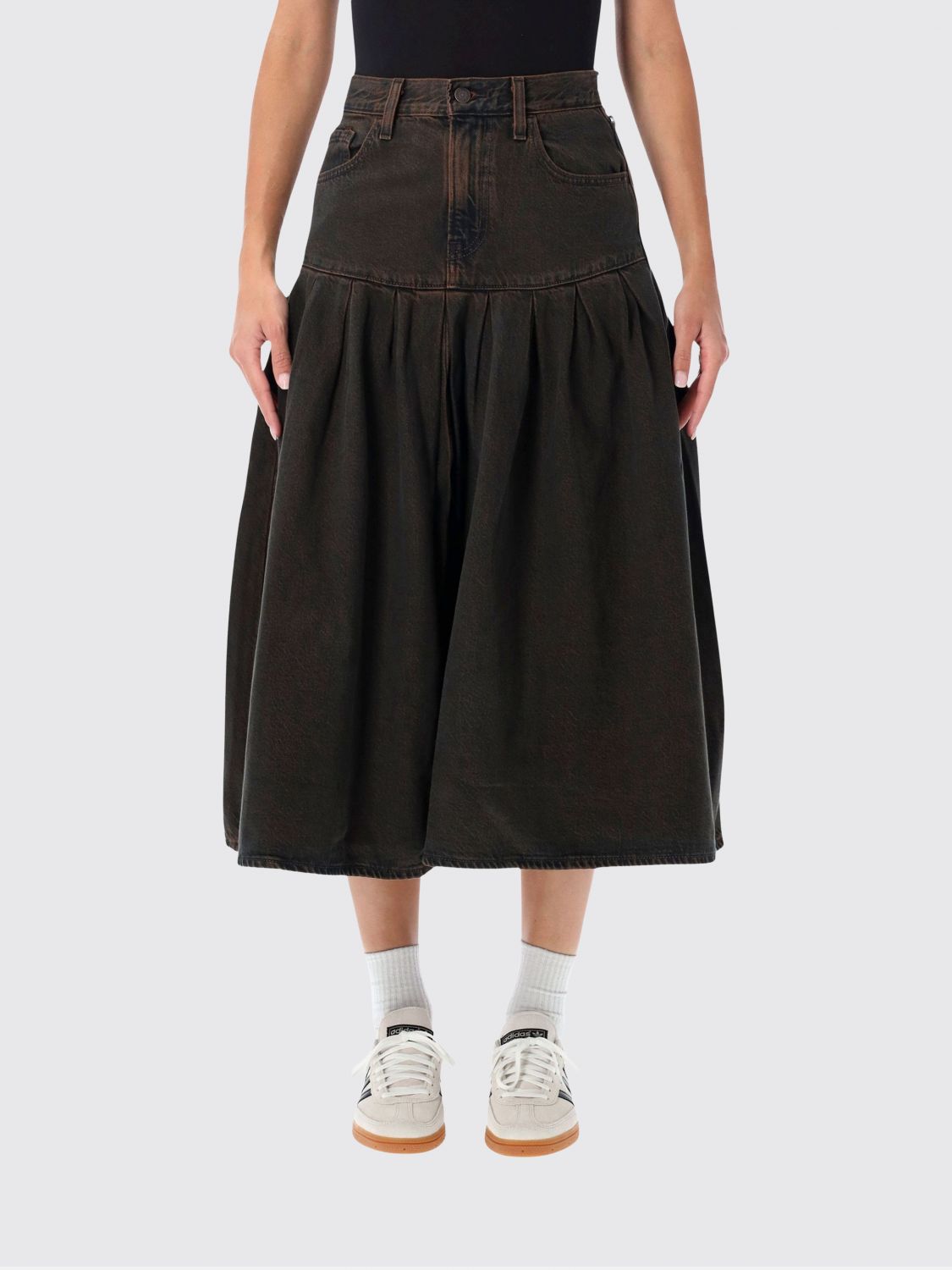 Levi's High-Waisted A-Line Denim Midi Skirt with Bull Pockets