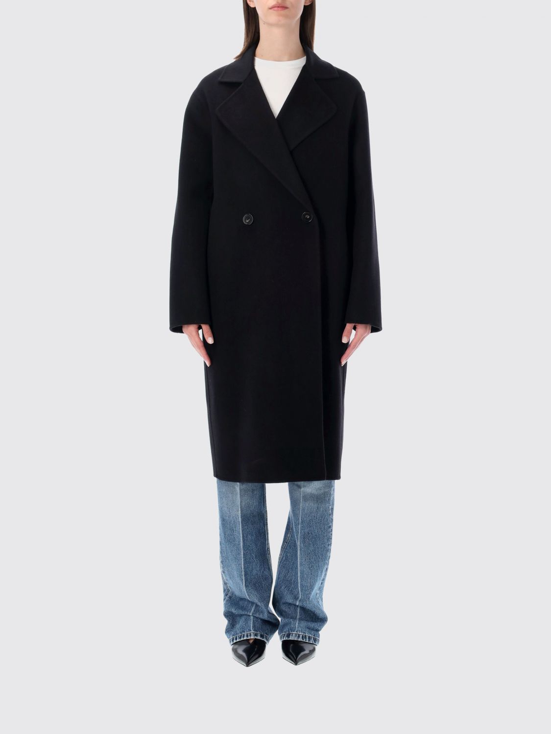 Stella McCartney STELLA MCCARTNEY Long Double-Breasted Pure Wool Coat with Lapels　STELLA MCCARTNEY ラペル付きダブルブレスト ピュアウール ロングコート