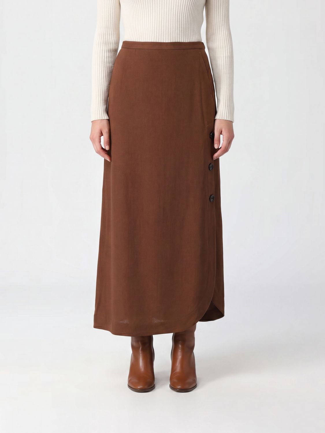 MAX MARA High-Waisted Viscose Long Skirt with Side Slit