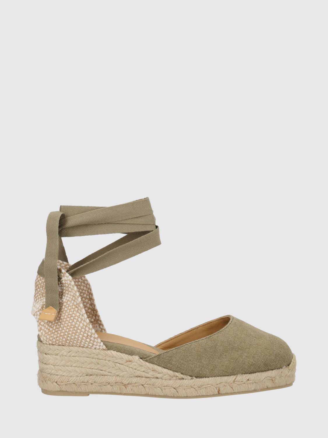 CASTAÑER Carina Cotton Canvas Espadrilles with Mid Wedge Heel and Ankle Ties