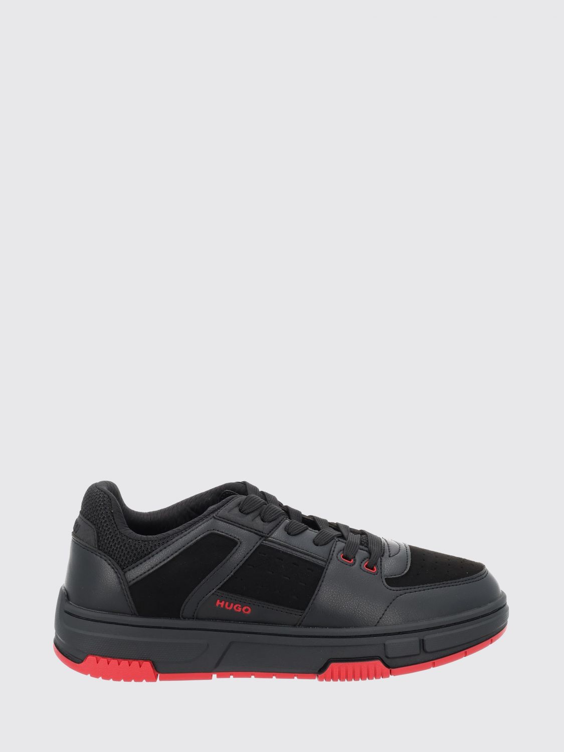 HUGO Sneakers basse da uomo in pelle sintetica e mesh con caviglia imbottita
