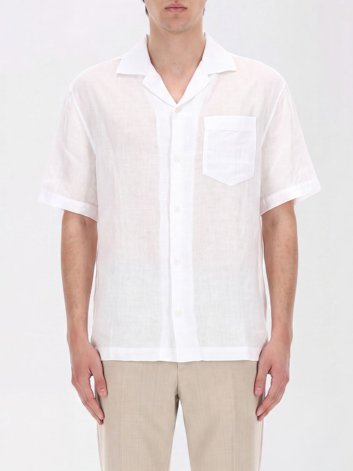Hugo Cuban Collar Linen Short-Sleeve Bowling Shirt