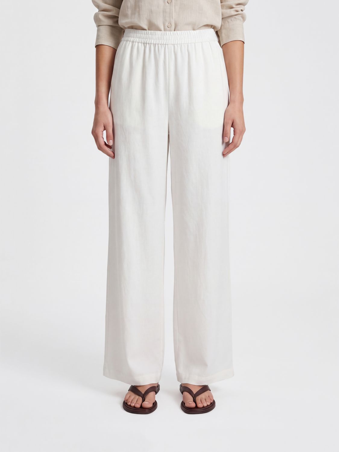 MAX MARA Volontà High-Waisted Silk Palazzo Trousers with Elastic Waist