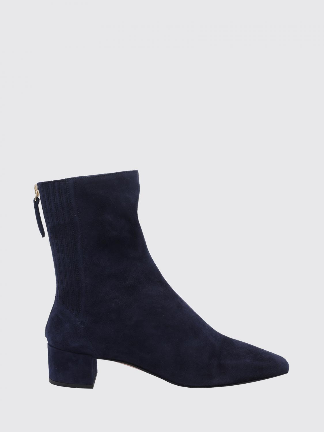 AQUAZZURA Stivaletti Chelsea Saint Honorè in pelle scamosciata blu con tacco basso