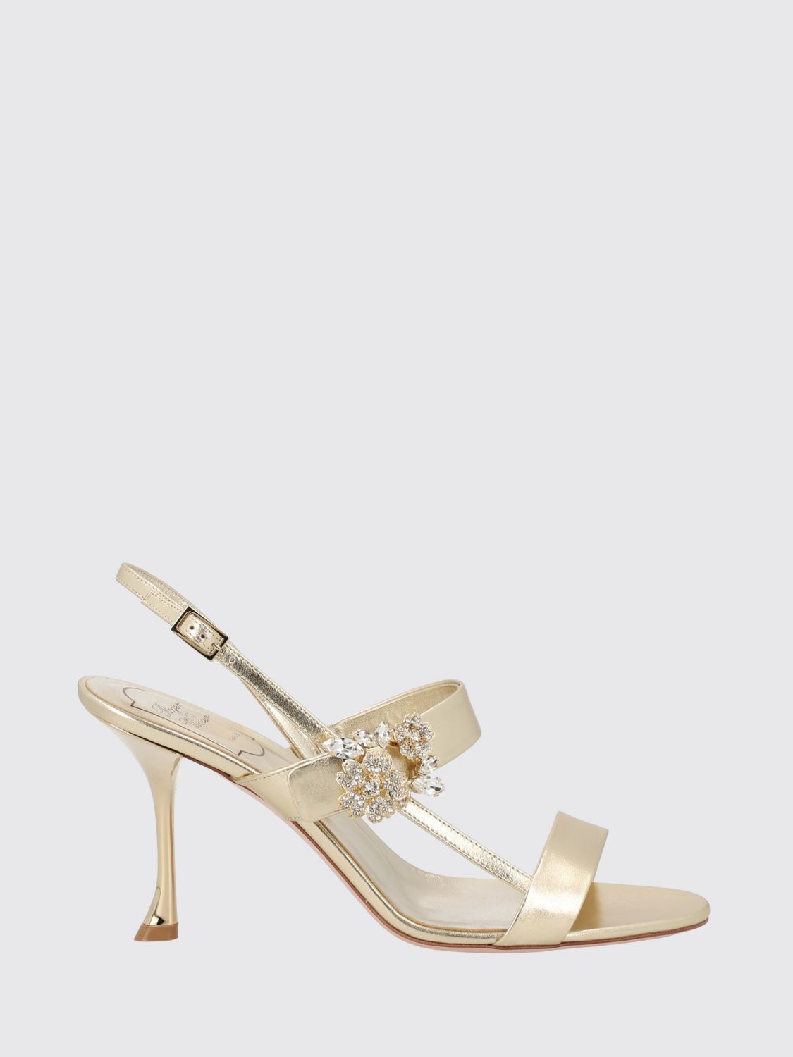 ROGER VIVIER Sandali slingback Efflorescence in nappa laminata con fibbia gioiello