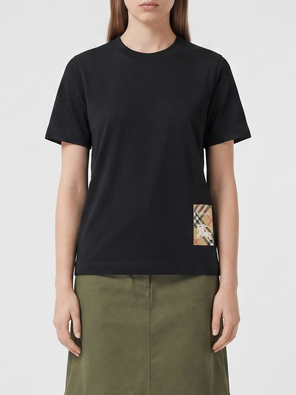 BURBERRY Baumwoll-T-Shirt von mit kontrastierendem Equestrian Knight-Logodruck