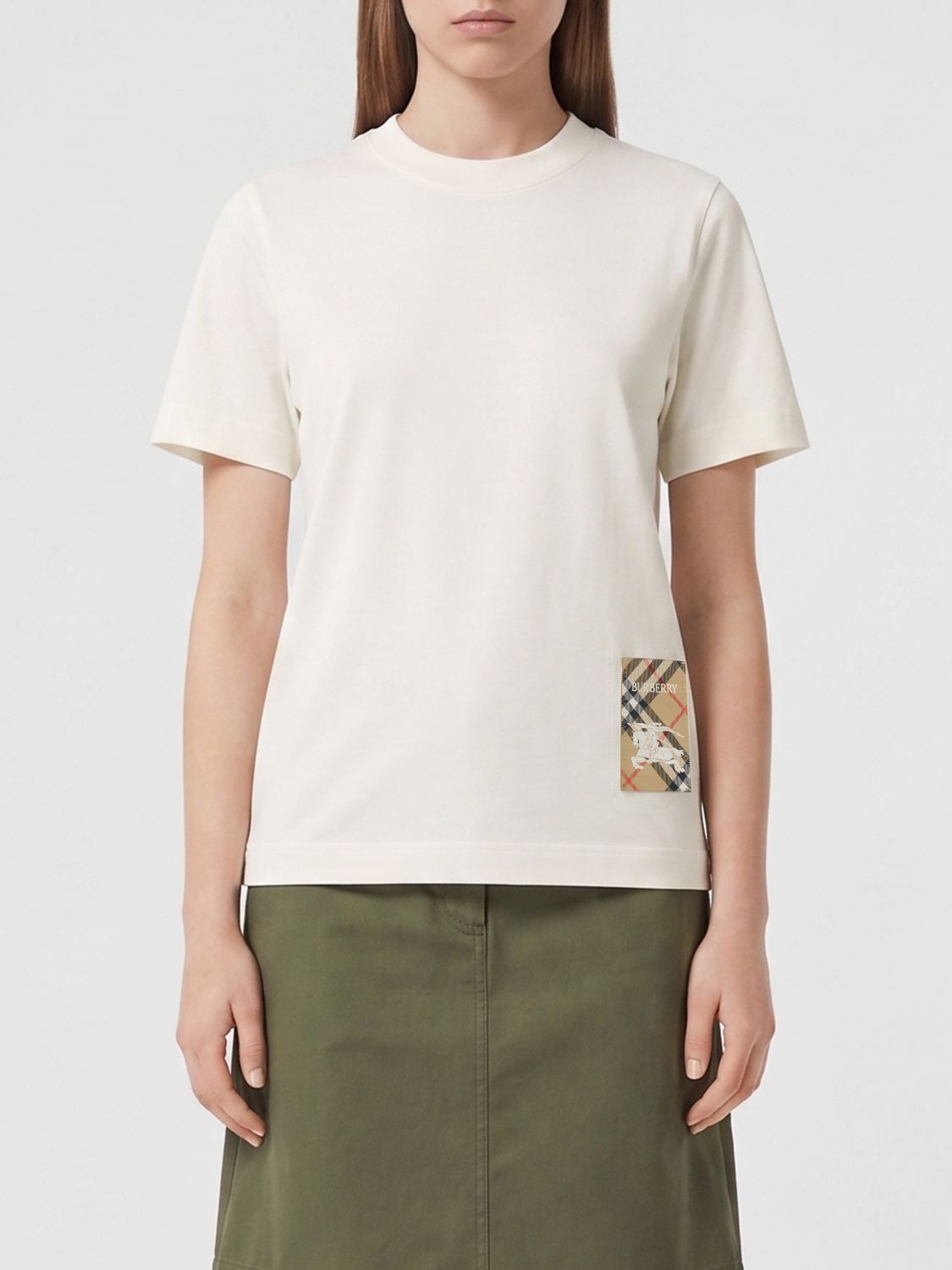 BURBERRY Baumwoll-T-Shirt von mit kontrastierendem Equestrian Knight-Logodruck