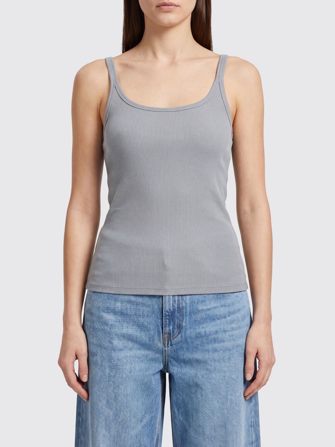 MSGM Top slim fit in viscosa con spalline sottili e scollo tondo