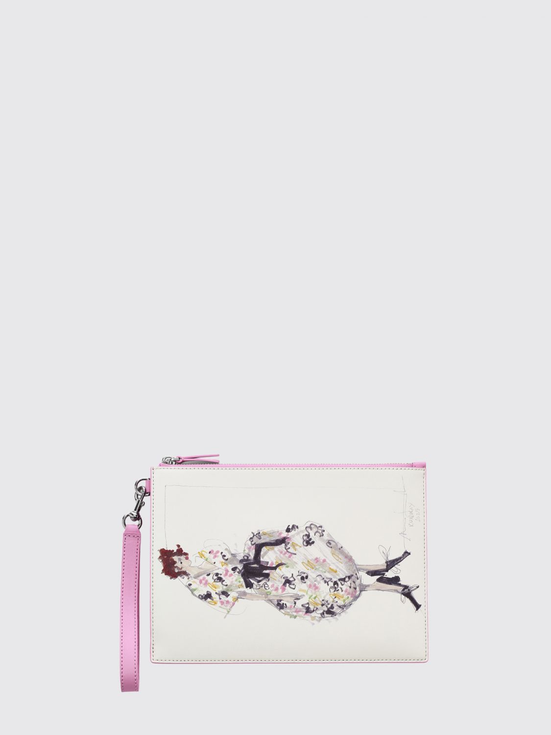 MARC JACOBS The Runway Illustration Leather Clutch with Graphic Print