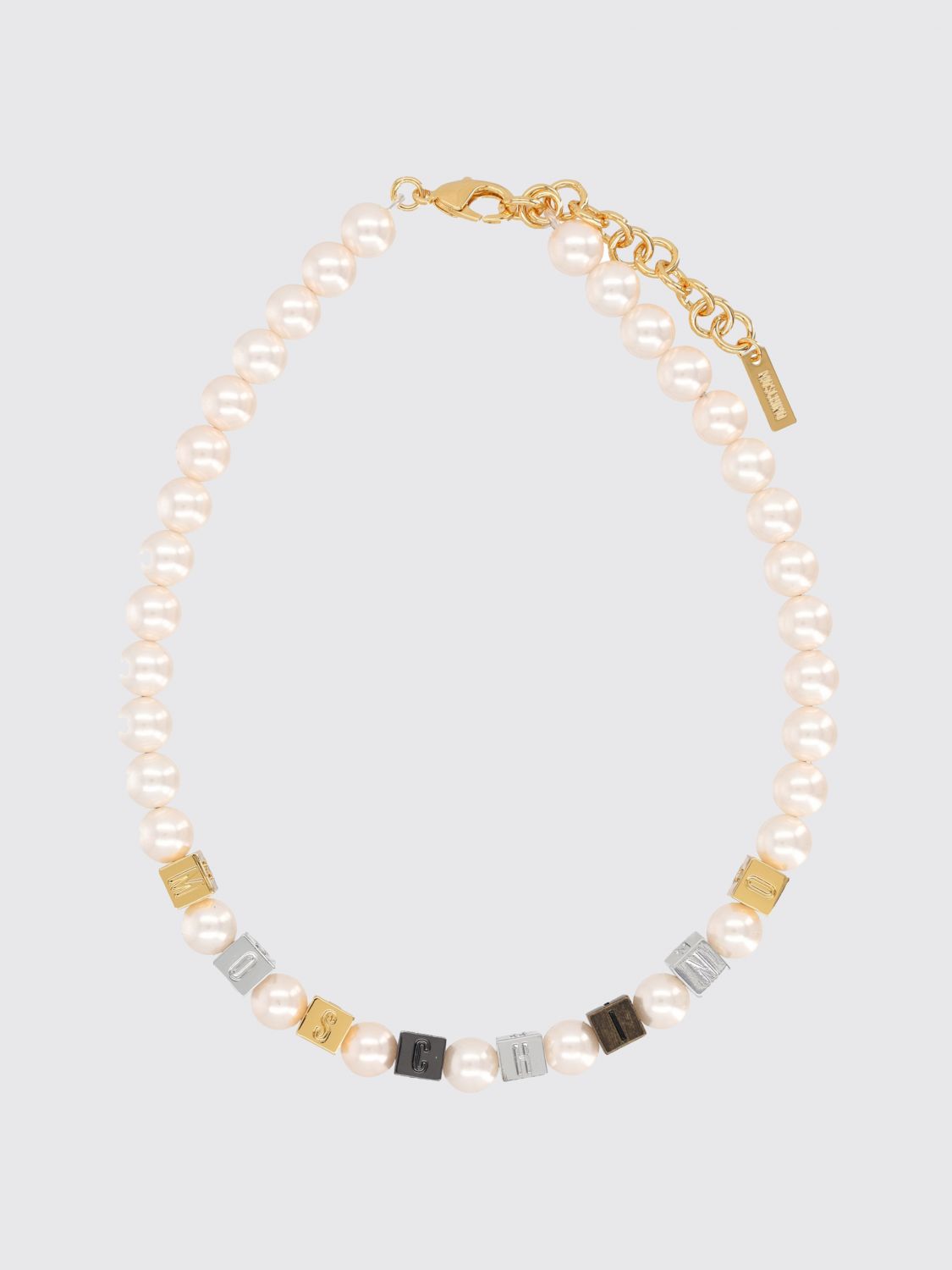 MOSCHINO COUTURE Collana girocollo in metallo con perle sintetiche e cristalli
