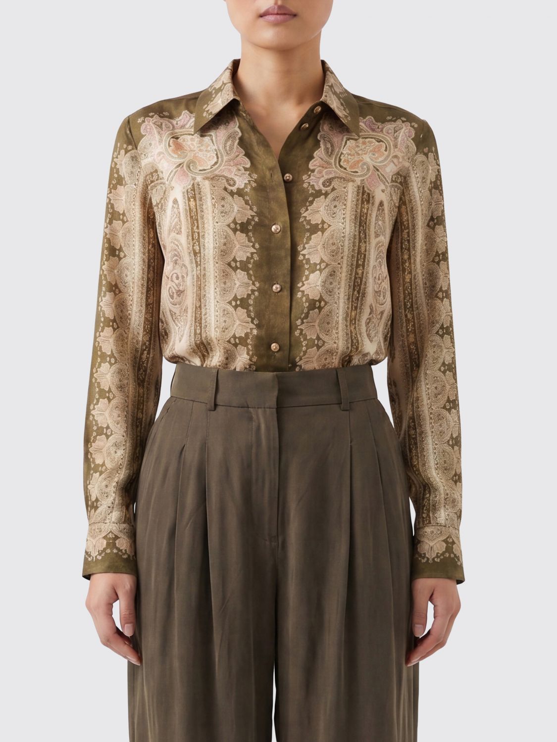 ZIMMERMANN Camicia in seta a maniche lunghe con stampa paisley