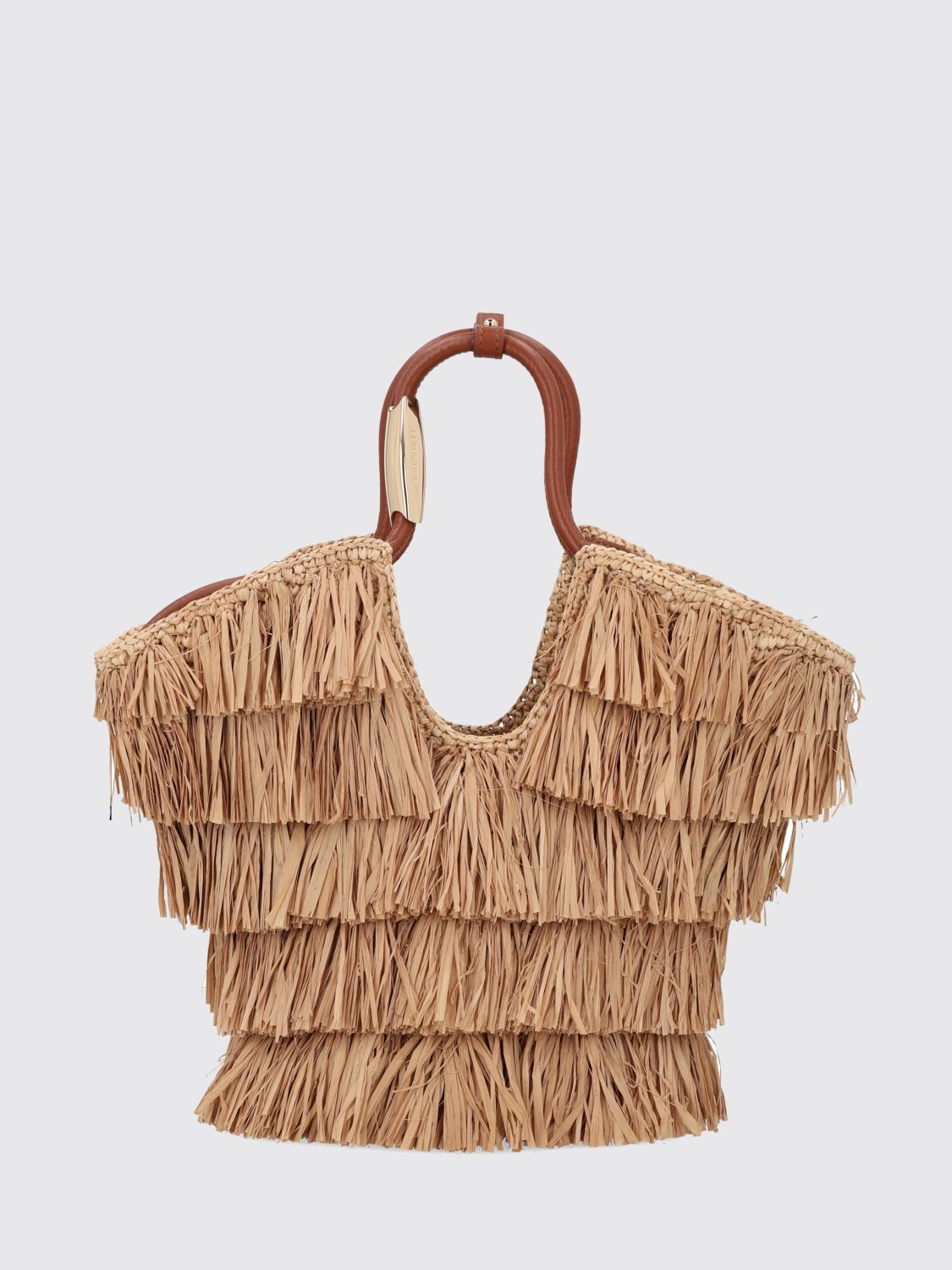 Zimmermann ZIMMERMANN Goldentime Embroidered Raffia Handbag with Shoulder Strap　ZIMMERMANN ゴールデンタイム 刺繍 ラフィア ハンドバッグ ショルダーストラップ付き