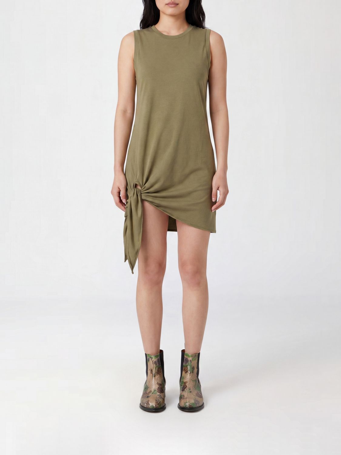 JW ANDERSON Sleeveless Cotton Mini Dress with Knot Detail