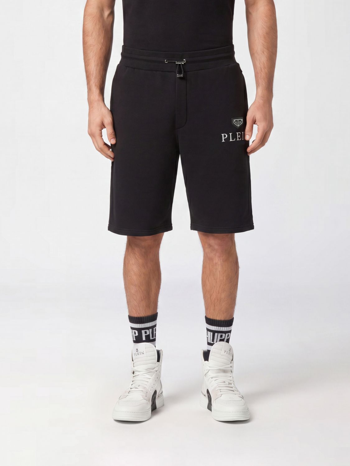 PHILIPP PLEIN Shorts jogging in jersey con coulisse e logo a contrasto