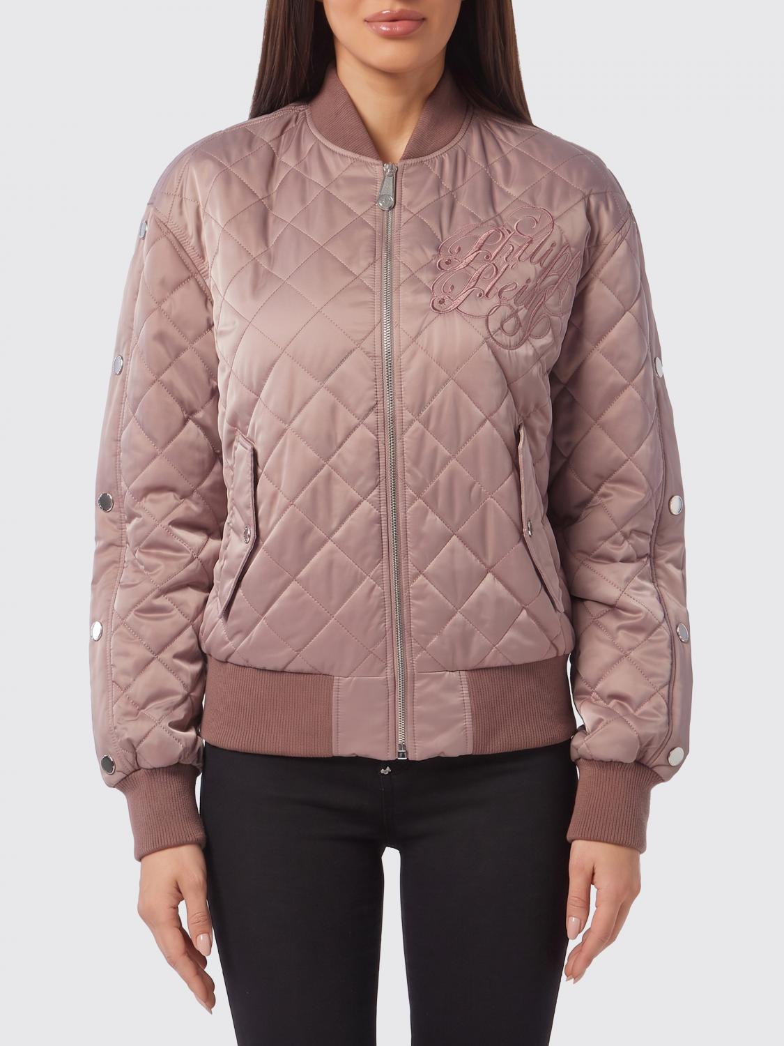 PHILIPP PLEIN Bomber corto in nylon trapuntato con collo ricamato