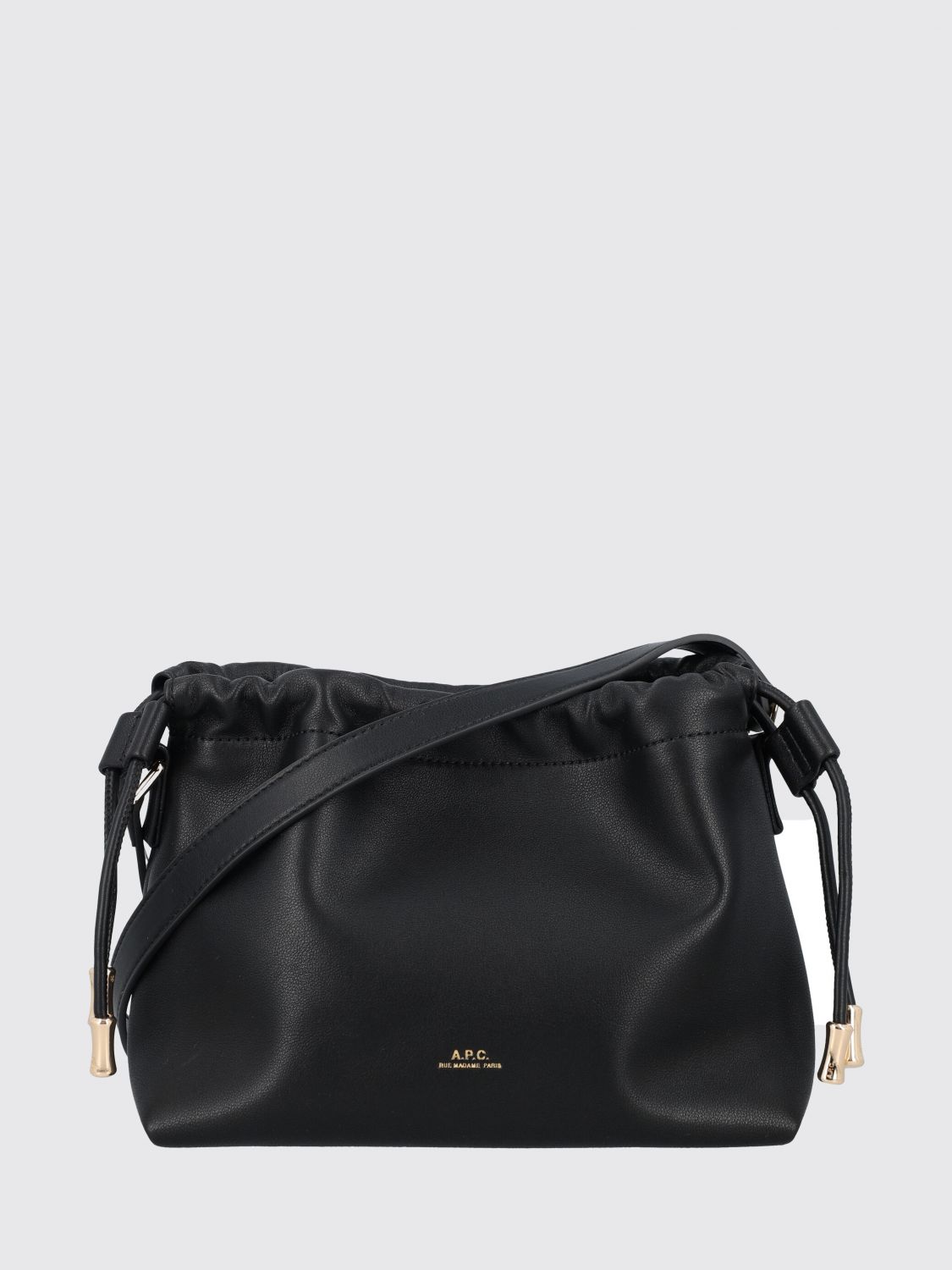 A. P.C. Ninon Mini Crossbody Bag with Drawstring Closure and Adjustable Strap　A.P.C. Ninon ミニクロスボディバッグ、巾着開閉と調節可能なストラップ付き A.