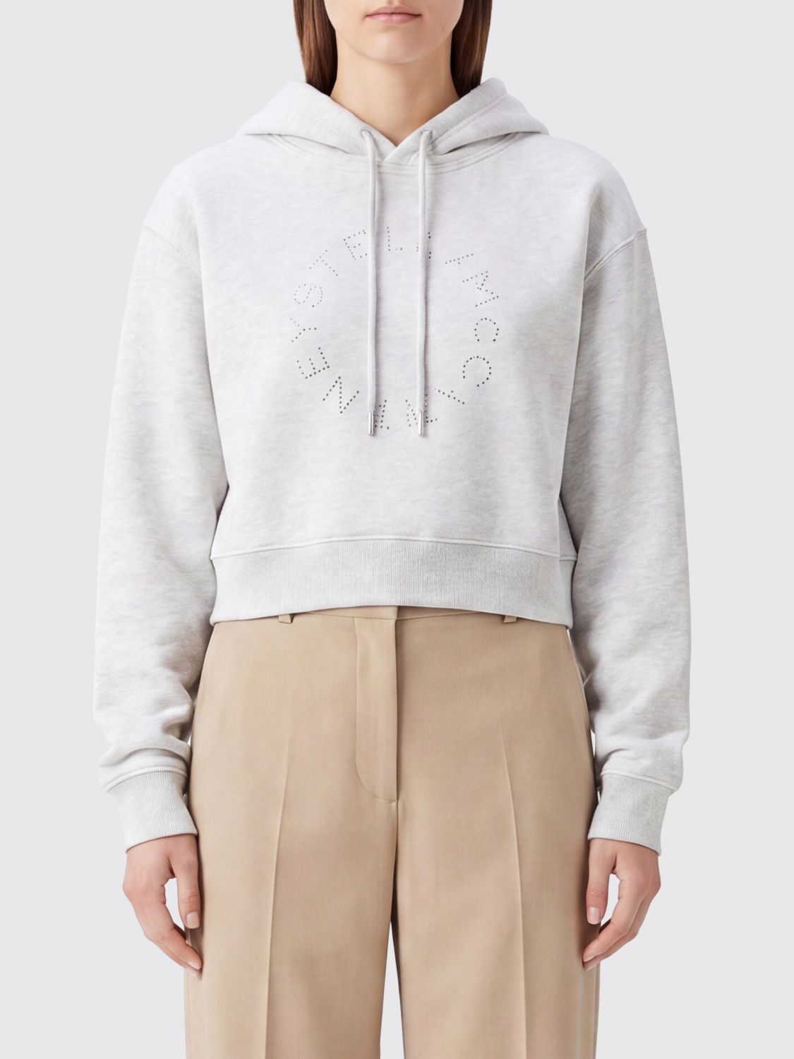 STELLA MCCARTNEY Felpa con cappuccio in cotone e logo tono su tono