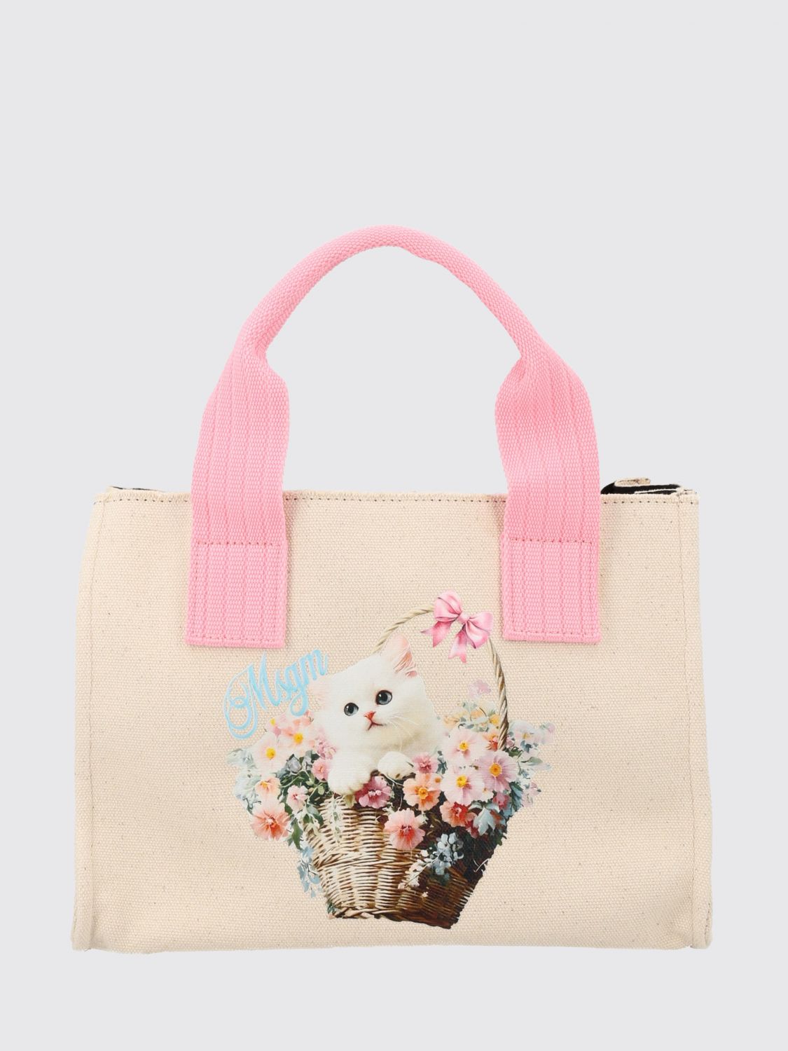 MSGM Cotton Canvas Handbag with Graphic Print and Double Handle　MSGM コットン キャンバス ハンドバッグ グラフィック プリント ダブルハンドル MSGM