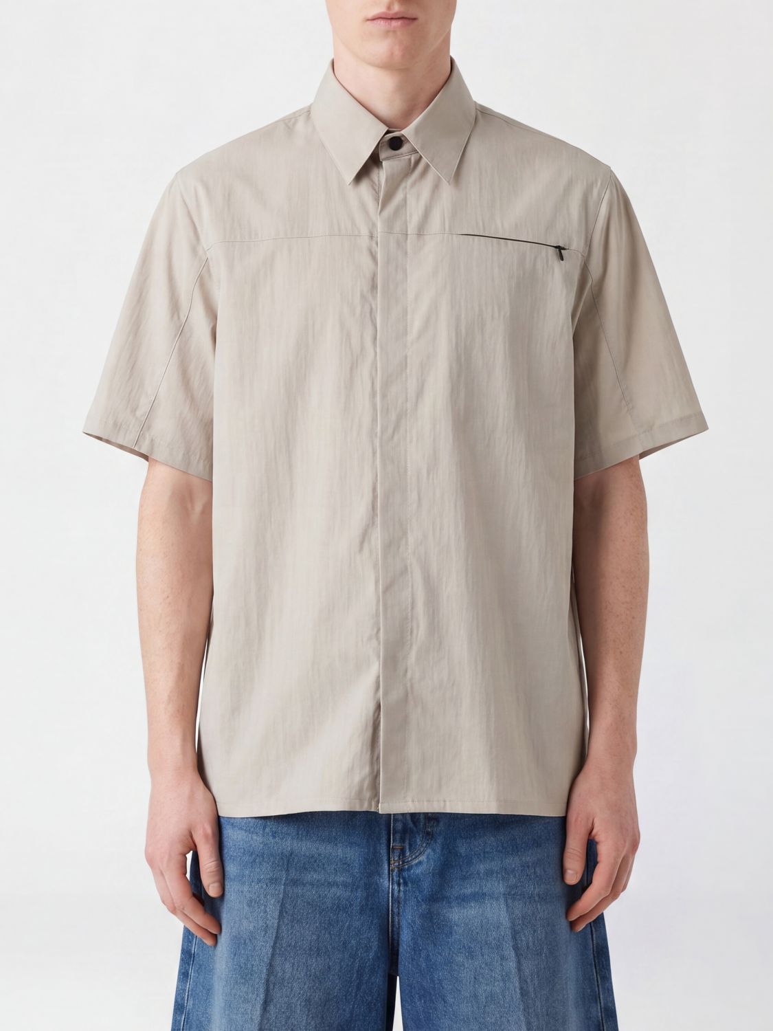 MSGM Men's Cotton Bowling Shirt with French Collar and Short Sleeves　MSGM メンズ コットン ボウリング シャツ フレンチカラー 半袖 MSGM