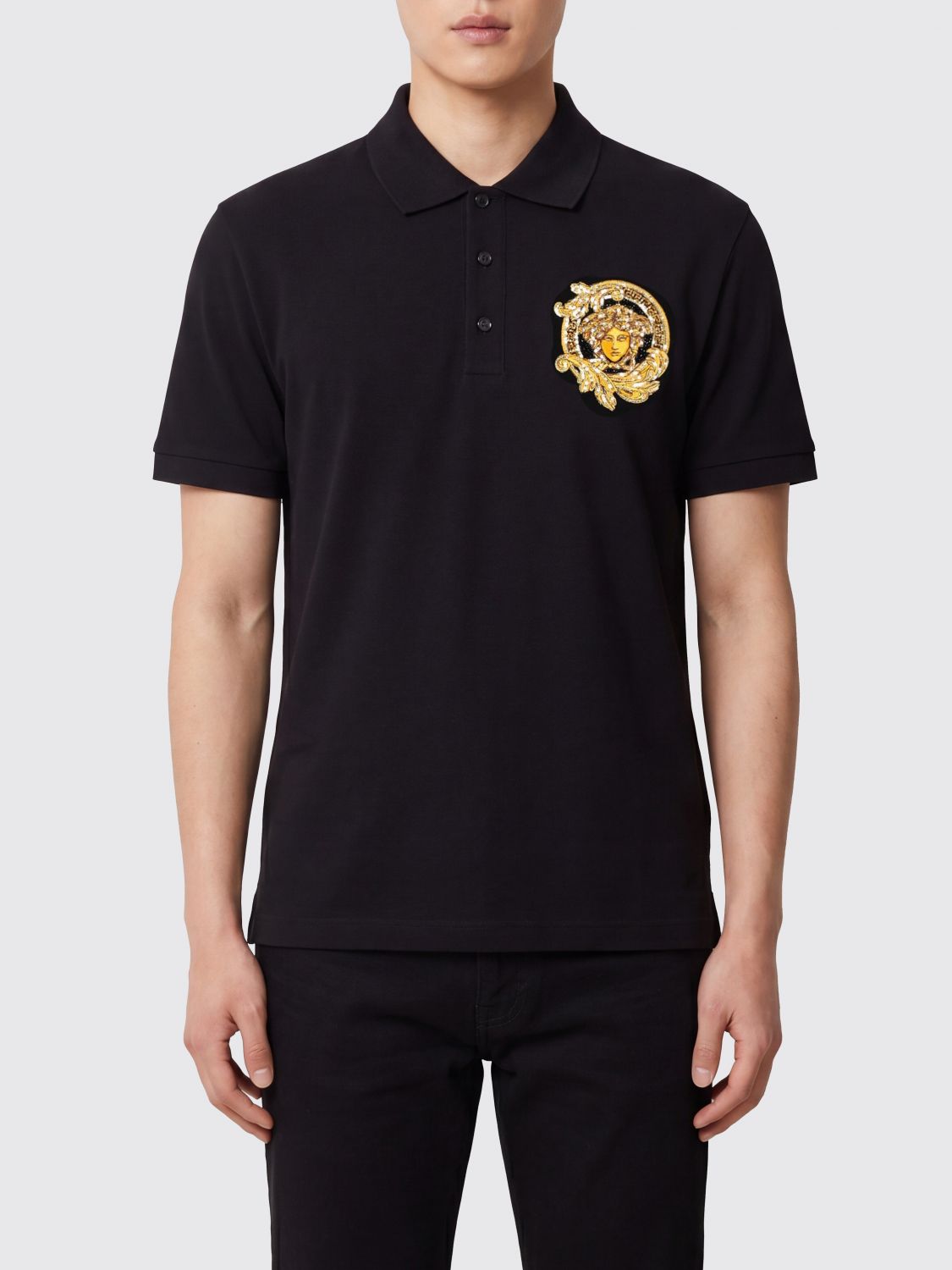 VERSACE Polo Shirt Men color Black