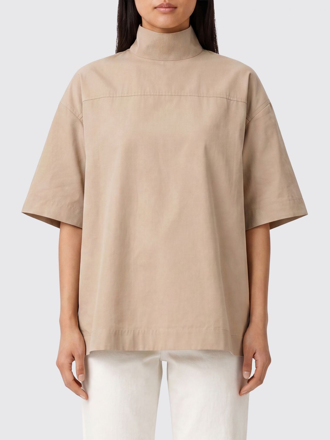 AMI PARIS Short-Sleeved Cotton Polo Neck with Dropped Shoulders