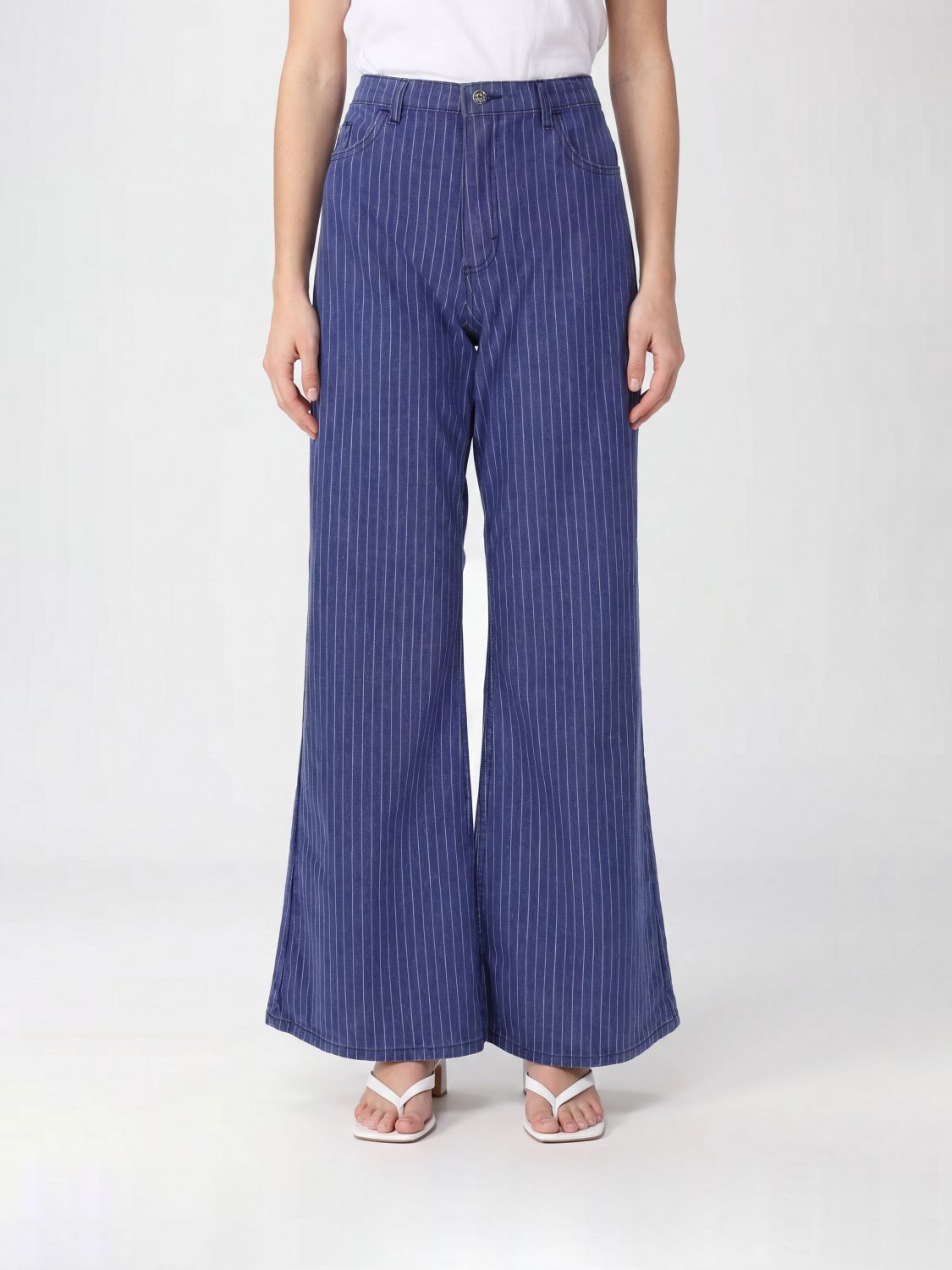 BAUM UND PFERDGARTEN Nilea Pinstriped High-Waisted Wide-Leg Jeans