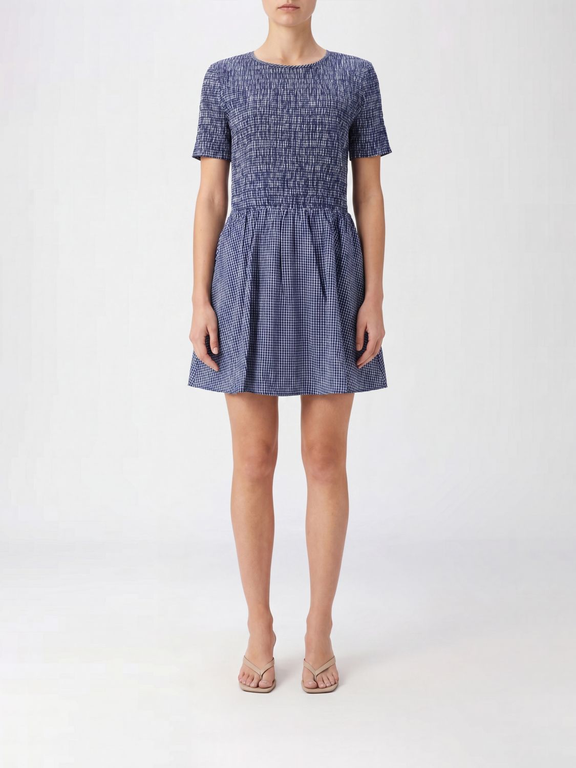 BAUM UND PFERDGARTEN A-Line Check Cotton Mini Dress