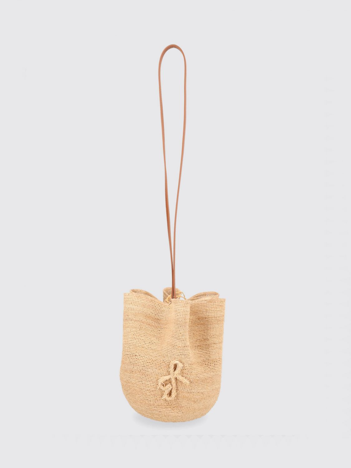 RUSLAN BAGINSKIY Borsa mini a secchiello The HatBag in rafia crochet con logo ricamato