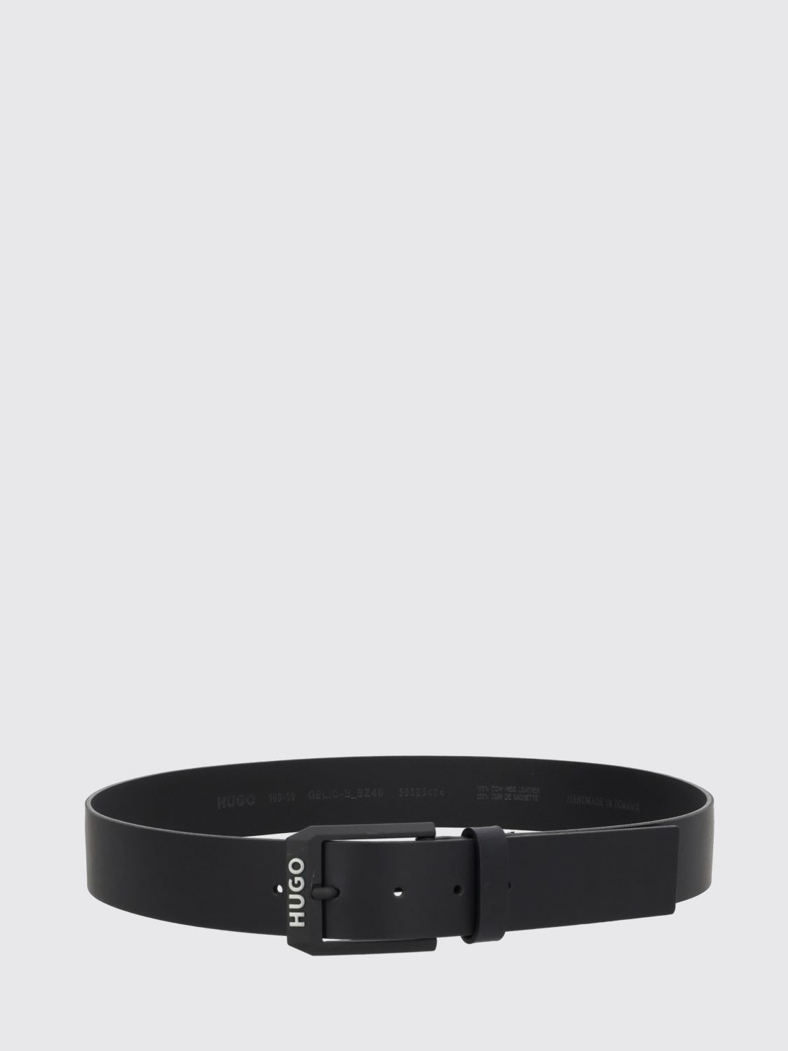 Hugo Smooth Leather Belt with Printed Lettering Logo · 90