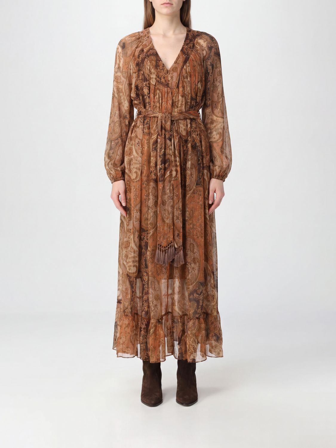 ZIMMERMANN Paisley-Print Linen Maxi Dress with Balloon Sleeves