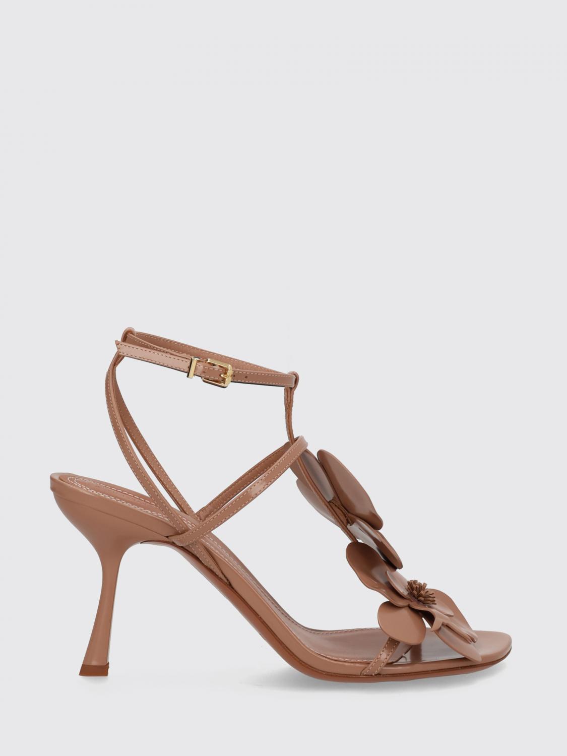 ZIMMERMANN Orchid Leather Stiletto Sandals with Flower Appliqué