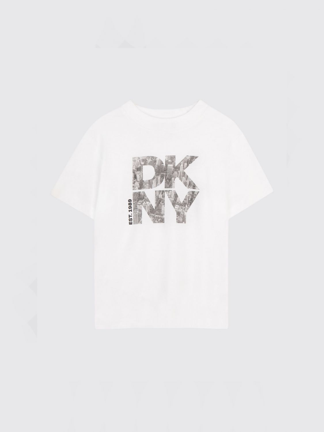 DKNY Boy's Cotton T-shirt with Logo Print and Dropped Shoulders