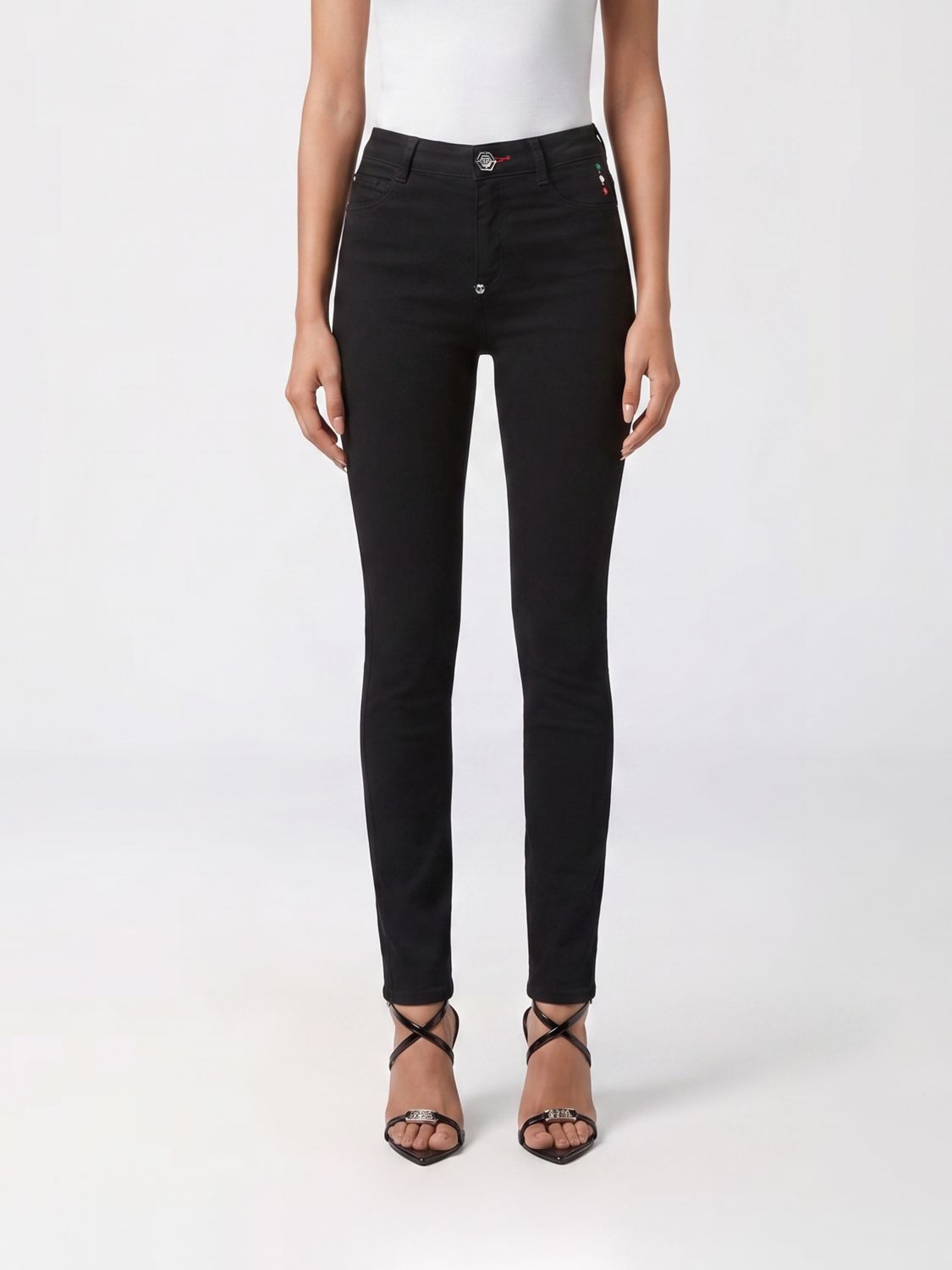 PHILIPP PLEIN Jeans skinny a vita alta in denim stretch a cinque tasche