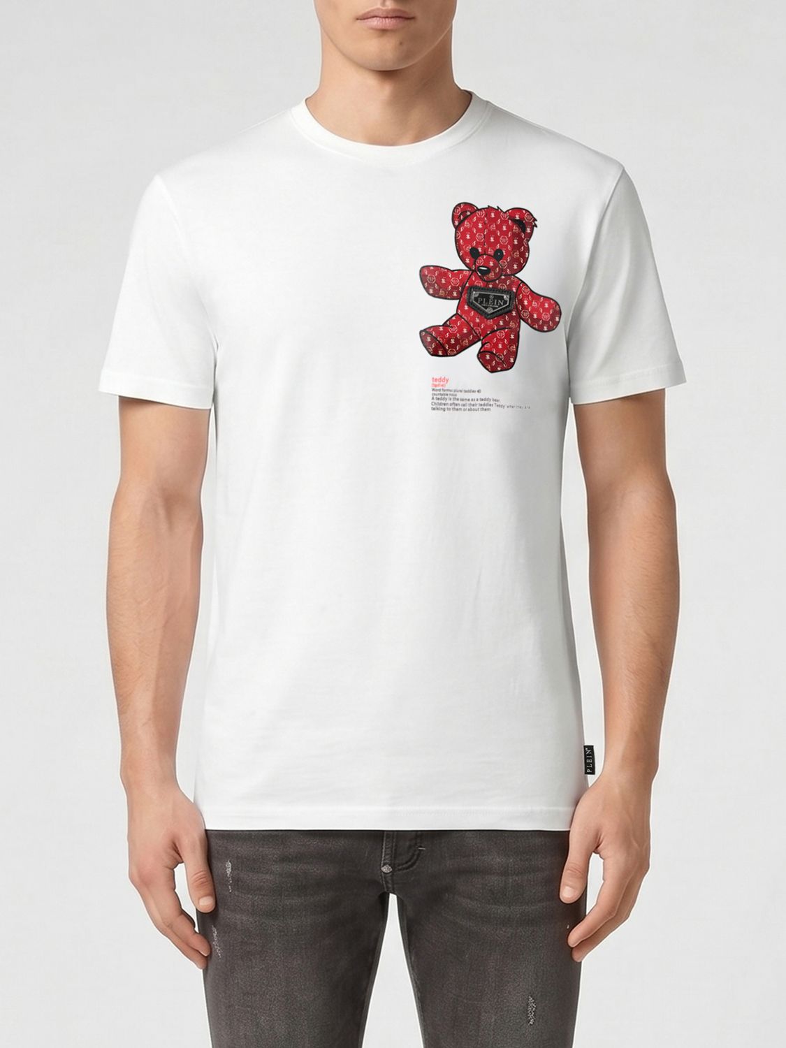 PHILIPP PLEIN T-shirt slim fit in cotone con stampa Teddy Bear e logo