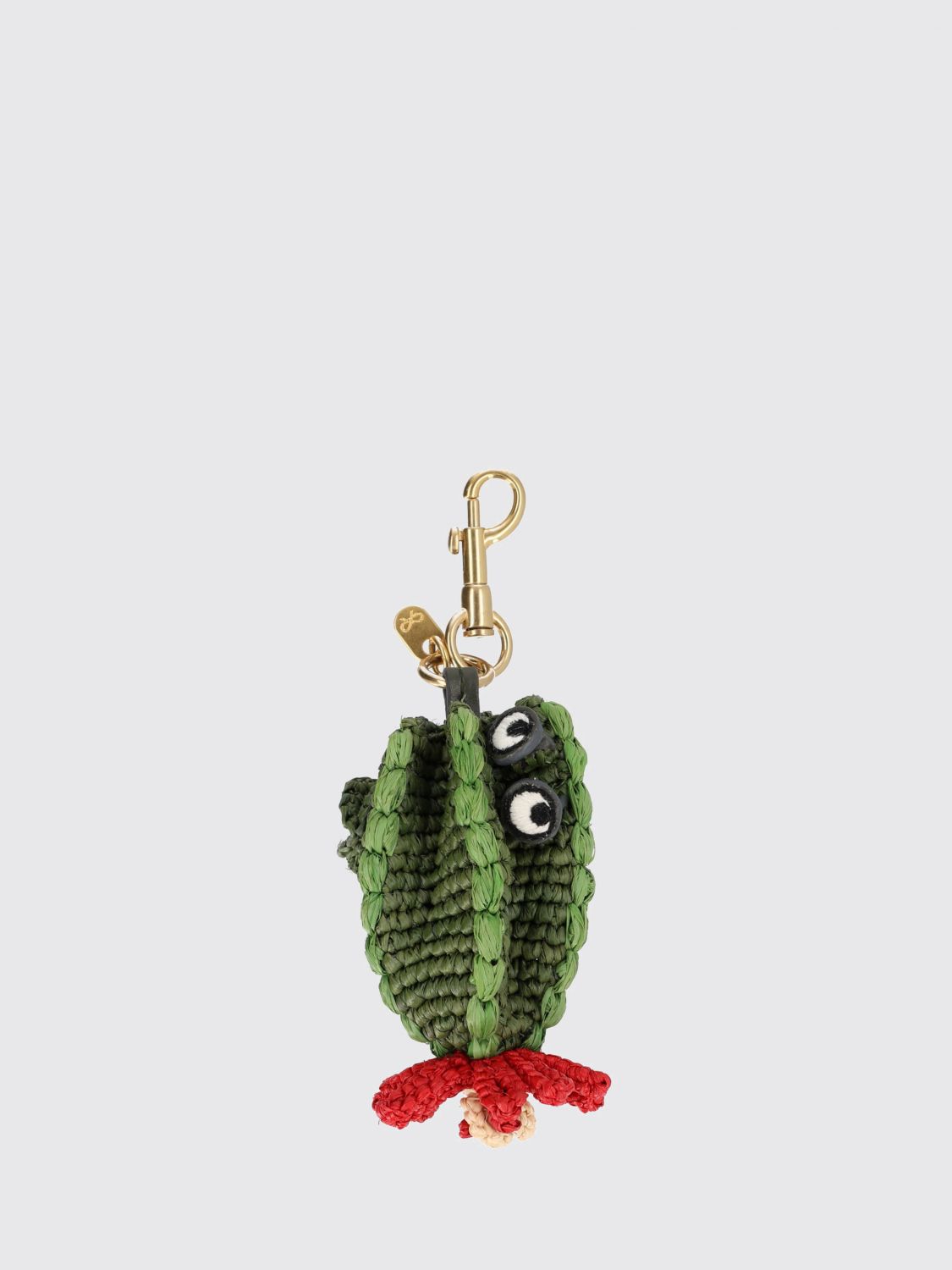 ANYA HINDMARCH Striped Crochet Raffia Keyring with Snap Hook　ANYA HINDMARCH ストライプかぎ針編みラフィア キーリング スナップフック付き ANYA