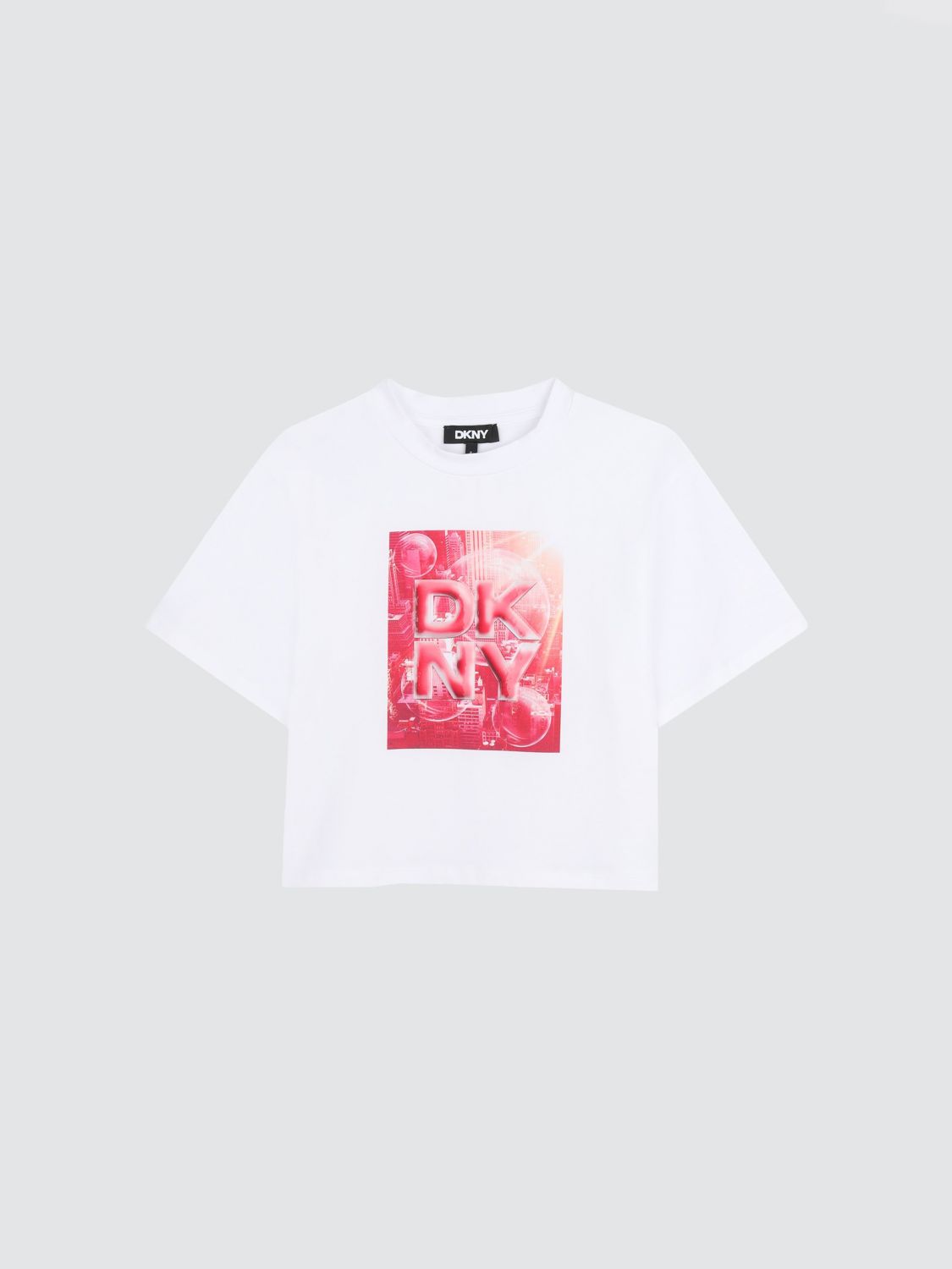 DKNY Boy's Contrast Logo Cotton T-Shirt with Crew Neck